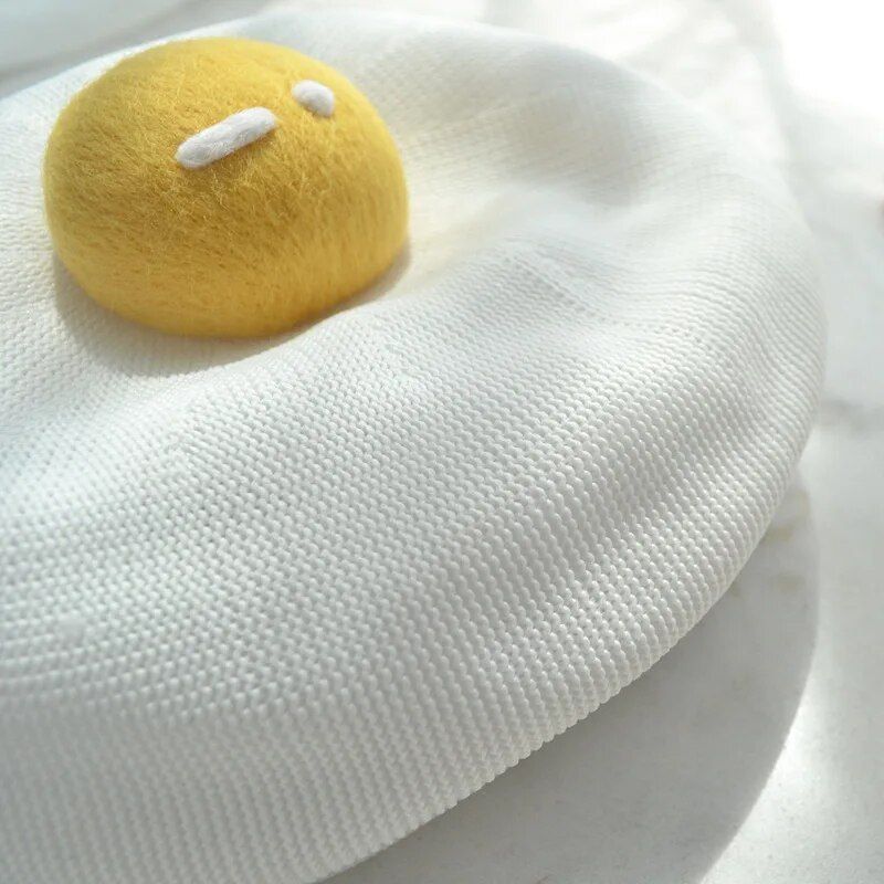 Handmade Poached Egg Wool Felt Beret 