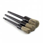 3-Piece Natural Boar Hair Car Detailing Brush Set: Soft Bristle for Wheel & Tire Cleaning