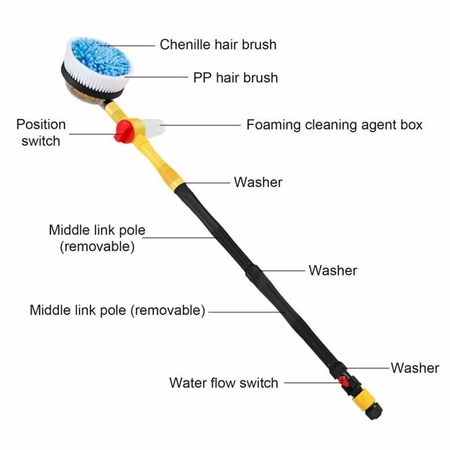 360° Rotating Car Cleaning Foam Brush with Extended Handle