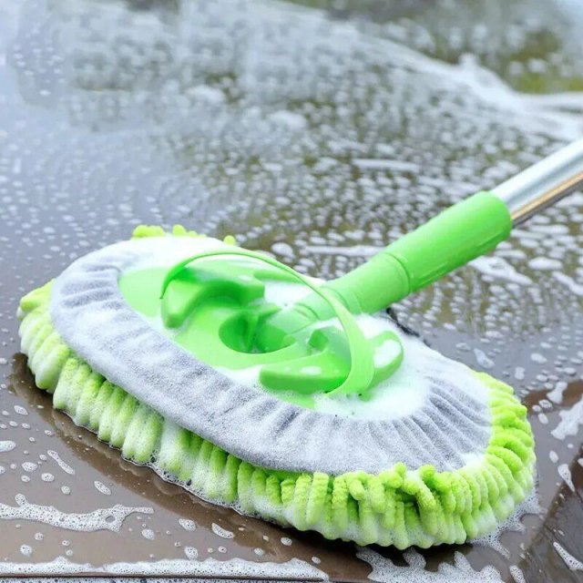 Telescopic Car Cleaning Brush with Adjustable Handle and 2-in-1 Wash Mop - Image 3