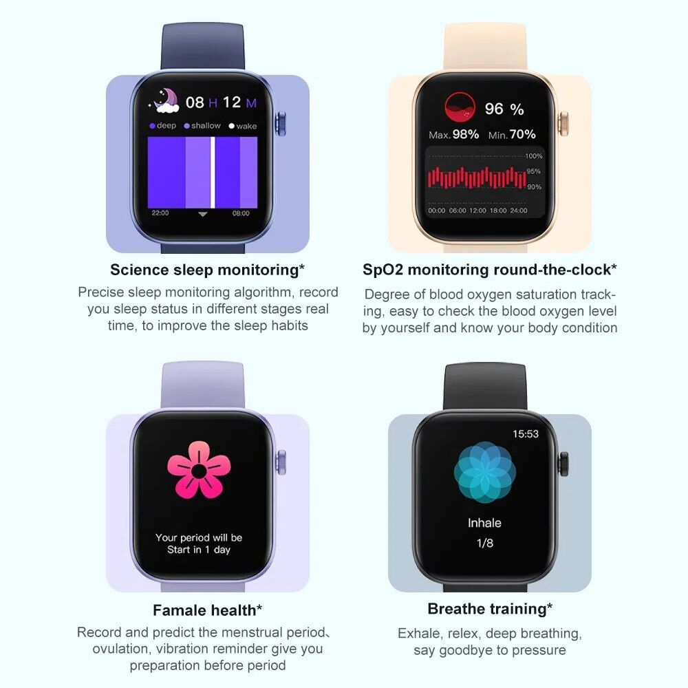 Voice-Activated Waterproof Health Monitoring Smartwatch 