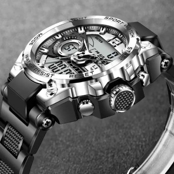 Waterproof Military-Style LED Sports Watch with Multifunction Display