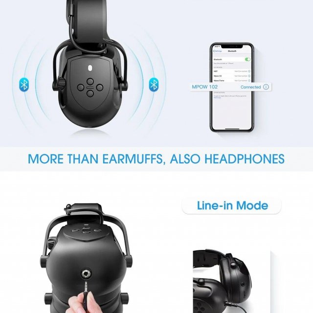 Bluetooth Noise-Canceling Safety Ear Muffs with Adjustable Hearing Protection - Image 4