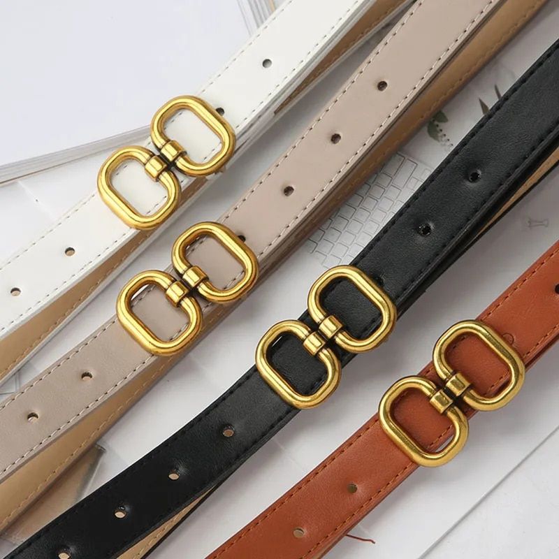 Chic PU Leather Belt with Designer Metal Buckle 