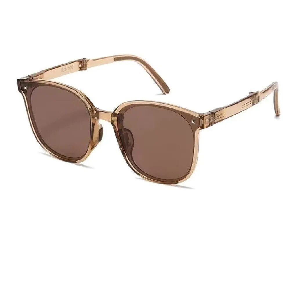 Classic Foldable Anti-Glare Round Sunglasses for Women with UV Protection Color: Brown 