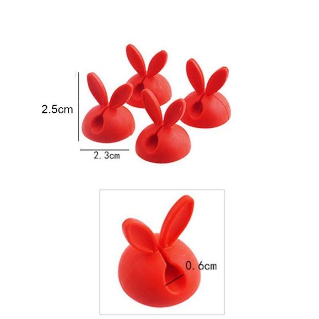 Adhesive Bunny Cable Clip Organizers – 4Pc Cartoon Wire Holders