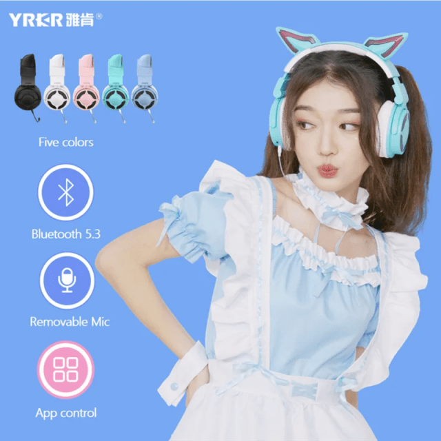 Wireless Bluetooth 5.3 Headphones with HD Mic and ENC, HiFi Sound, APP-Controlled Lights & Custom Sound Effects - Image 4