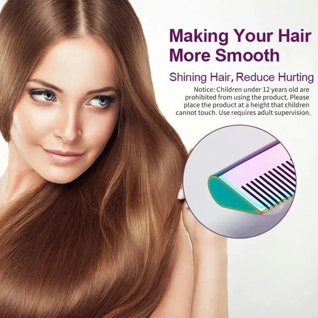 2-in-1 Gradient Hair Straightener & Curling Iron: Electric Hot Comb for Ultimate Styling - Image 6