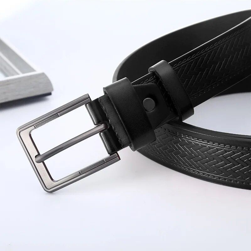 High-Quality Square Buckle Men's Leather Belt 