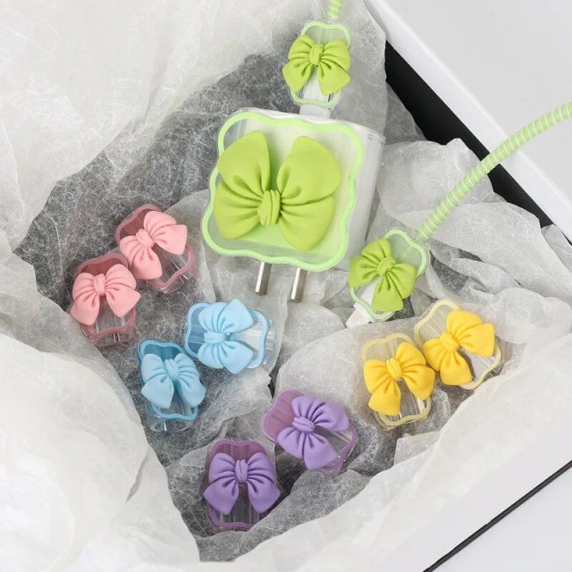 3D Cute Bow Knot Cable Protector & Organizer Set for iPhone - Image 5