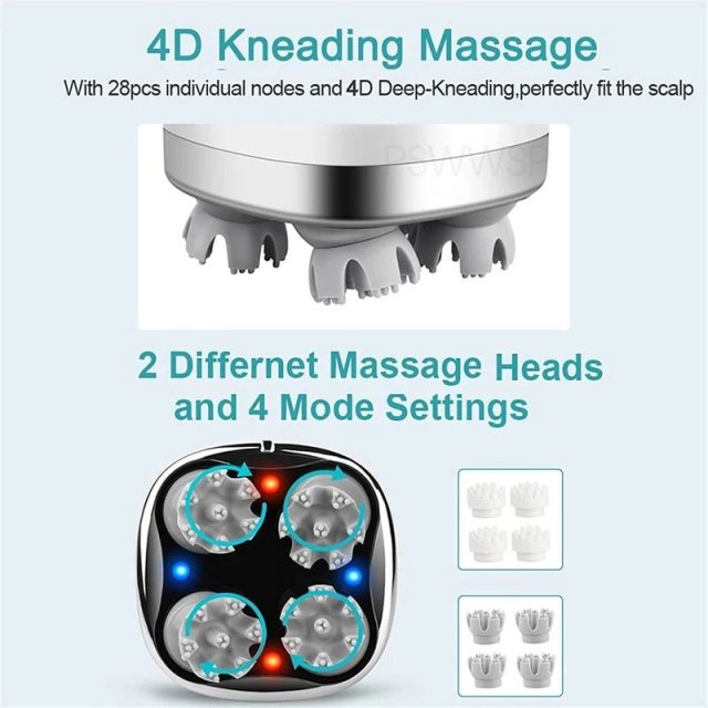 4D Electric Scalp Massager with Red & Blue Light Therapy - Image 6