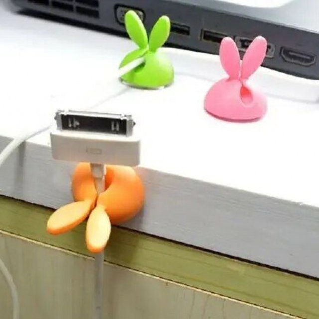 Adhesive Bunny Cable Clip Organizers - 4Pc Cartoon Wire Holders - Image 6