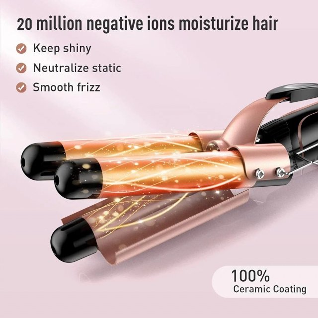 5-in-1 Multi-Function Curling Wand with 3-Barrel Crimper & Fast Heating - Image 5