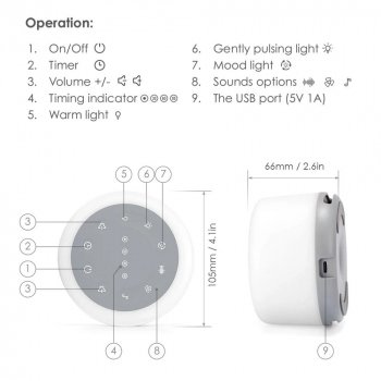 7-Color Mood Light & White Noise Sound Machine - Portable Sleep Therapy for Babies & Adults