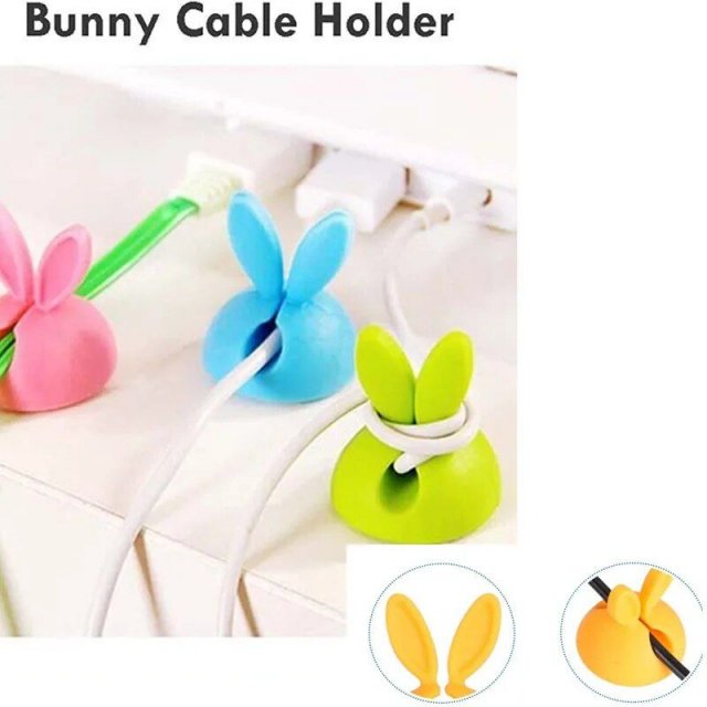 Adhesive Bunny Cable Clip Organizers – 4Pc Cartoon Wire Holders