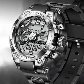Waterproof Military-Style LED Sports Watch with Multifunction Display