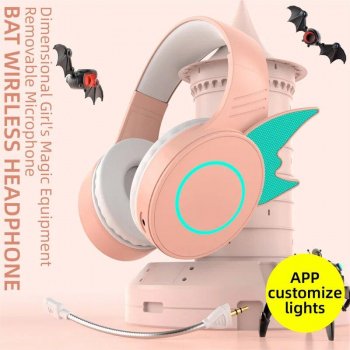 Bat Wing Wireless Bluetooth Headphones with RGB Lighting & HD Mic