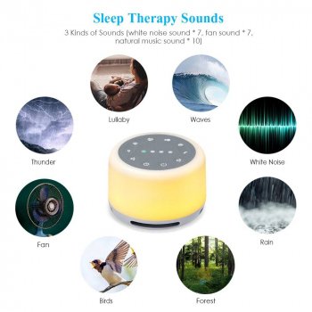 7-Color Mood Light & White Noise Sound Machine - Portable Sleep Therapy for Babies & Adults