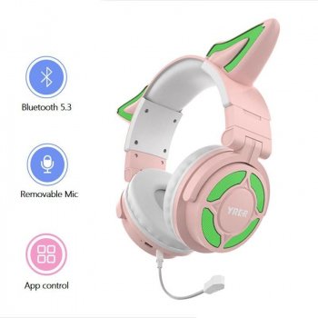 Alternative view of Wireless Bluetooth 5.3 Headphones with HD Mic and ENC, HiFi Sound, APP-Controlled Lights & Custom Sound Effects