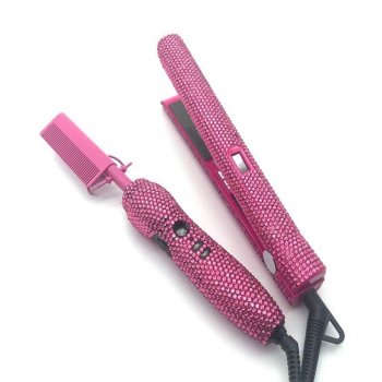 Rhinestone Decor Hair Straightener & Hot Comb Duo Set