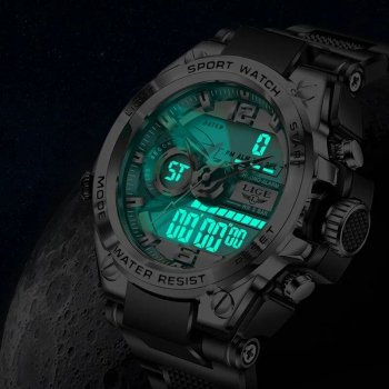 Waterproof Military-Style LED Sports Watch with Multifunction Display