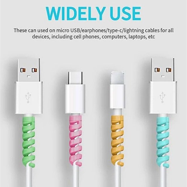 Adorable Spiral Cable Protectors – Universal Data Line Saviors (1/12 Pack)