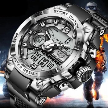 Waterproof Military-Style LED Sports Watch with Multifunction Display