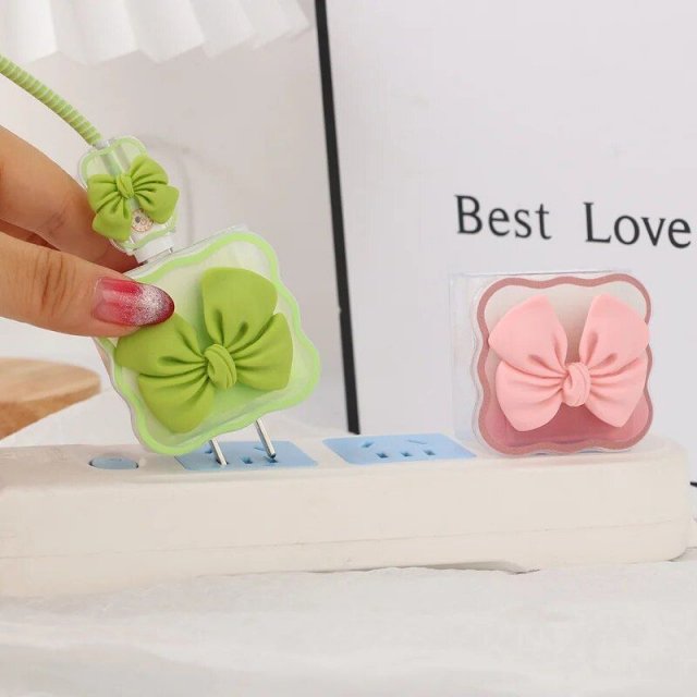 3D Cute Bow Knot Cable Protector & Organizer Set for iPhone