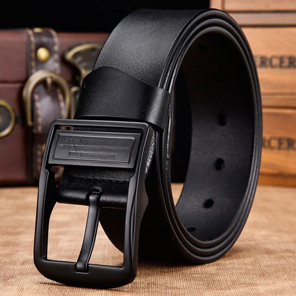 Luxury Vintage Pin Buckle Belt in Genuine Cow Leather 