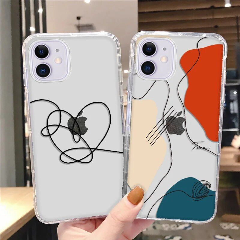 iPhone 15 Pro Max & Series Abstract Line Art Silicone Case 