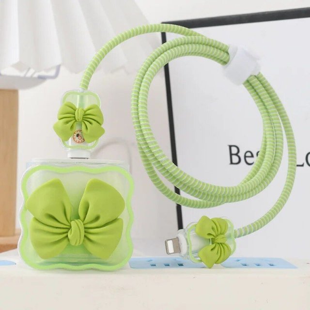 3D Cute Bow Knot Cable Protector & Organizer Set for iPhone