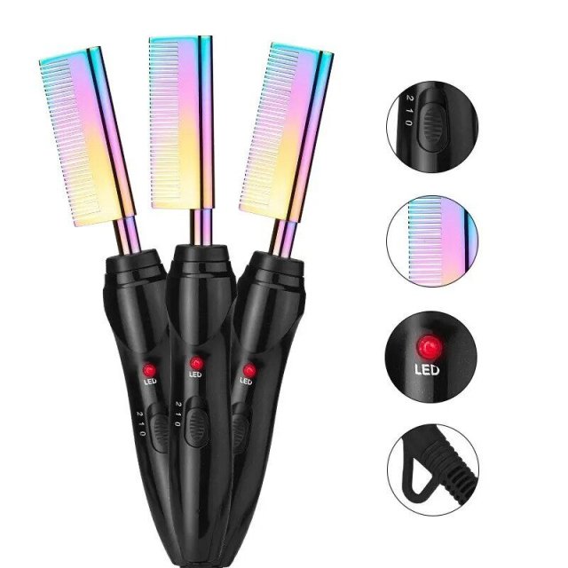 2-in-1 Gradient Hair Straightener & Curling Iron: Electric Hot Comb for Ultimate Styling - Image 3