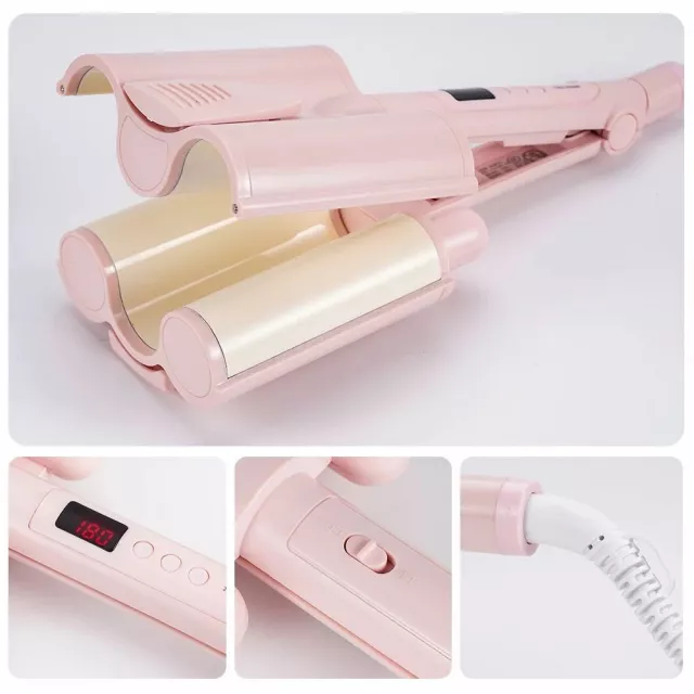 Three-Barrel Ceramic Hair Curler with LCD and Automatic Features - Image 4