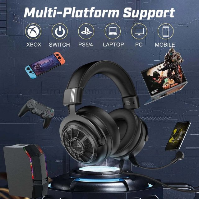 Wired 3D Surround Stereo Gaming Headset with Detachable Mic for Multi-Platform