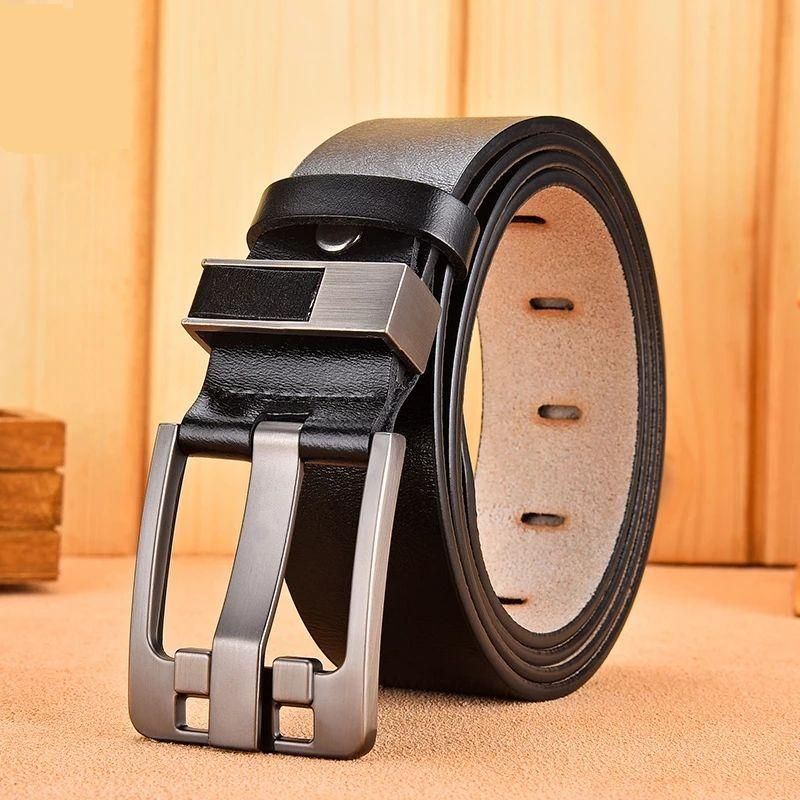 Luxury Vintage Pin Buckle Belt in Genuine Cow Leather 