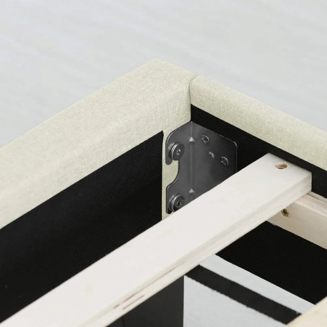 King Size Upholstered Platform Bed with Tufted Linen Headboard - Image 4