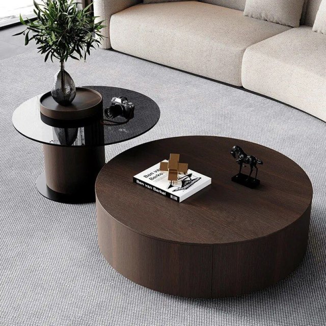 Modern Nordic Oak Wood Round Side Table - Image 4