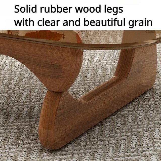 Minimalist Modern Glass Coffee Table with Solid Wood Legs - Image 3