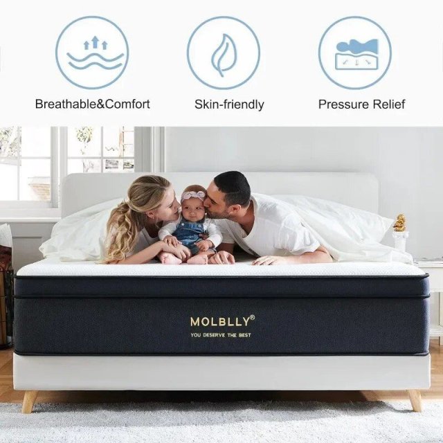 Queen Size Hybrid Mattress, 12 Inch Memory Foam & Pocket Coil - Image 5