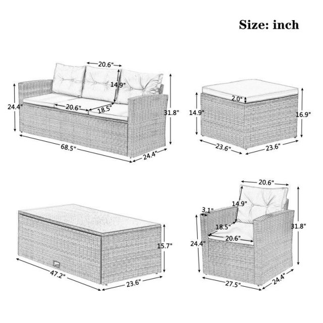 Luxurious 6-Piece All-Weather Wicker Patio Set - Image 7