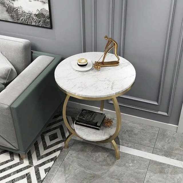 Elegant Marble Top Round Side Table - Image 3