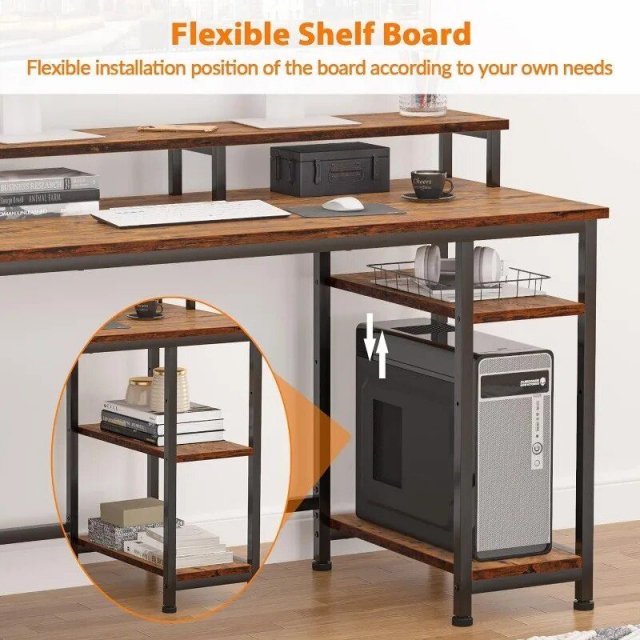 61" Spacious Industrial-Style Computer Desk - Image 4