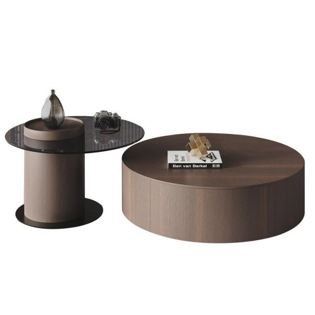 Modern Nordic Oak Wood Round Side Table - Image 6