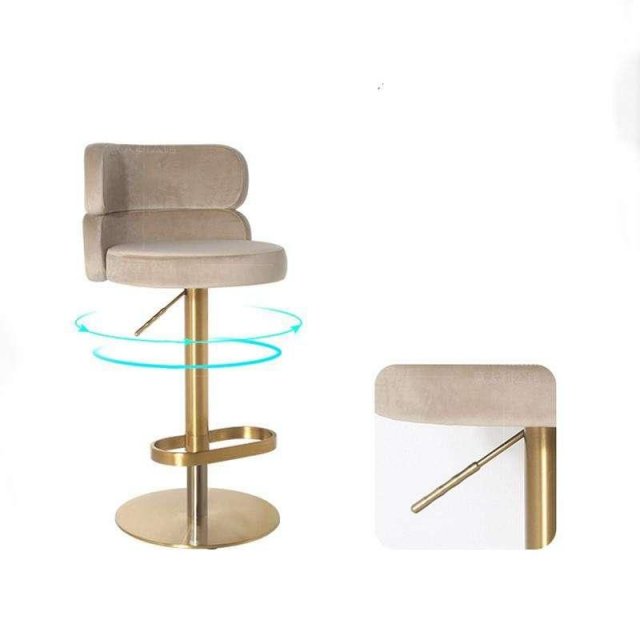 Luxurious Nordic-Inspired Swivel Bar Chair with Adjustable Height & Stainless Steel Frame - Image 5