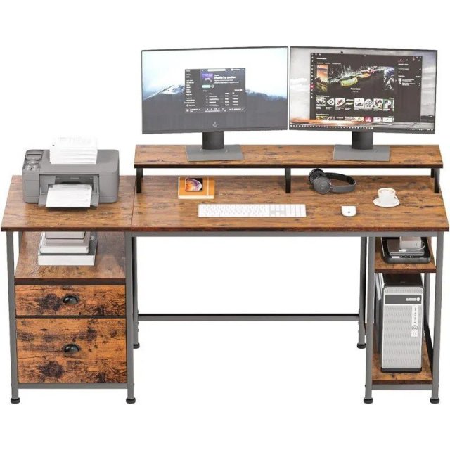 61" Spacious Industrial-Style Computer Desk - Image 6