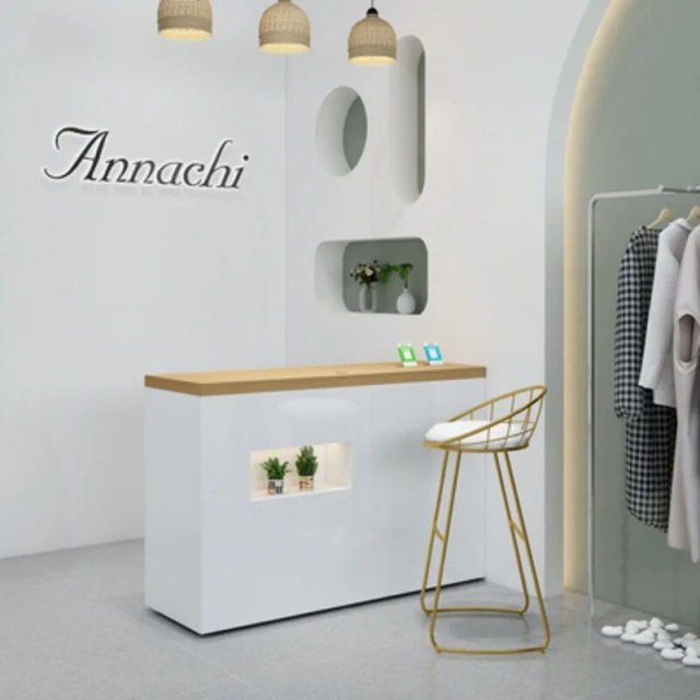 Modern Multipurpose Cashier Desk – Elegant Metal Reception Counter for Office, Store, and Salon - Image 3