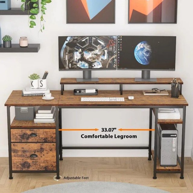 61" Spacious Industrial-Style Computer Desk - Image 5