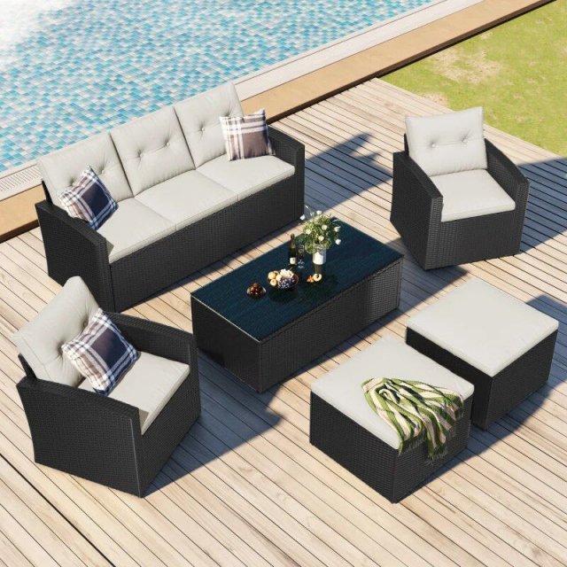Luxurious 6-Piece All-Weather Wicker Patio Set - Image 5