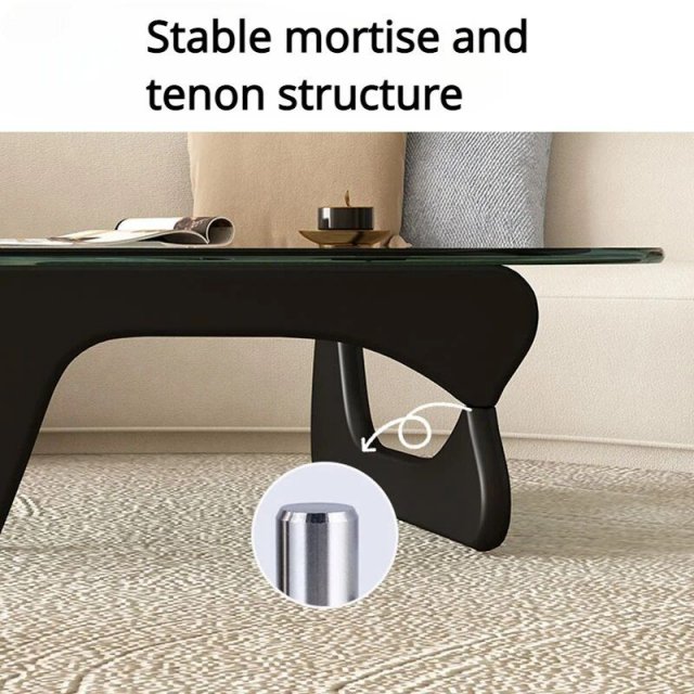 Minimalist Modern Glass Coffee Table with Solid Wood Legs - Image 5