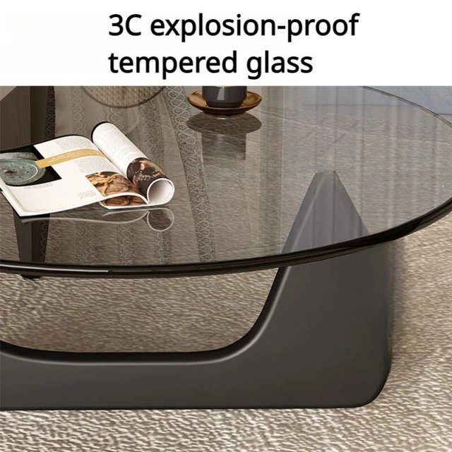 Minimalist Modern Glass Coffee Table with Solid Wood Legs - Image 6